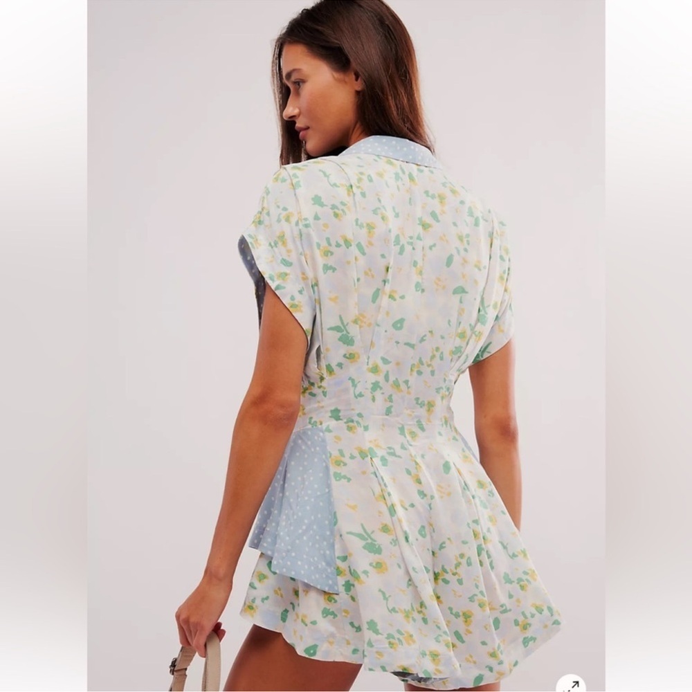 Free People Fiorella Romper, Fit & Flare Style, Ice Combo Sz Small - Picture 3 of 8